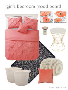 coral bedroom mood board