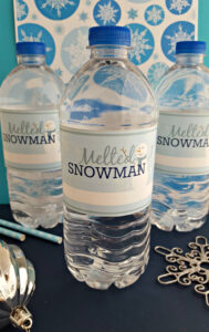 Printable Melted Snowman Bottle Labels