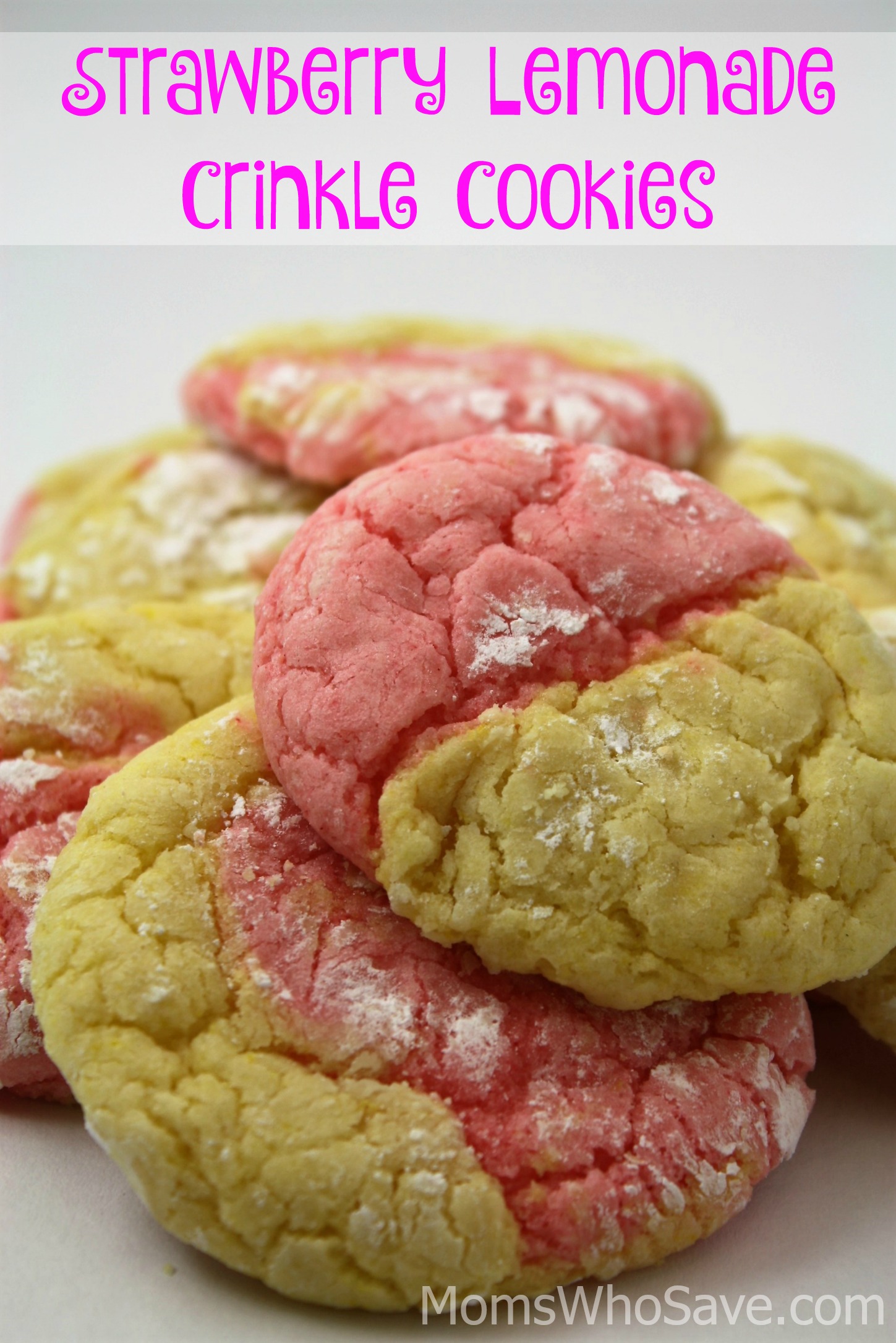 Strawberry Lemonade Crinkle Cookies | MomsWhoSave.com