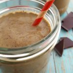 Healthy chocolate banana smoothie with almond milk