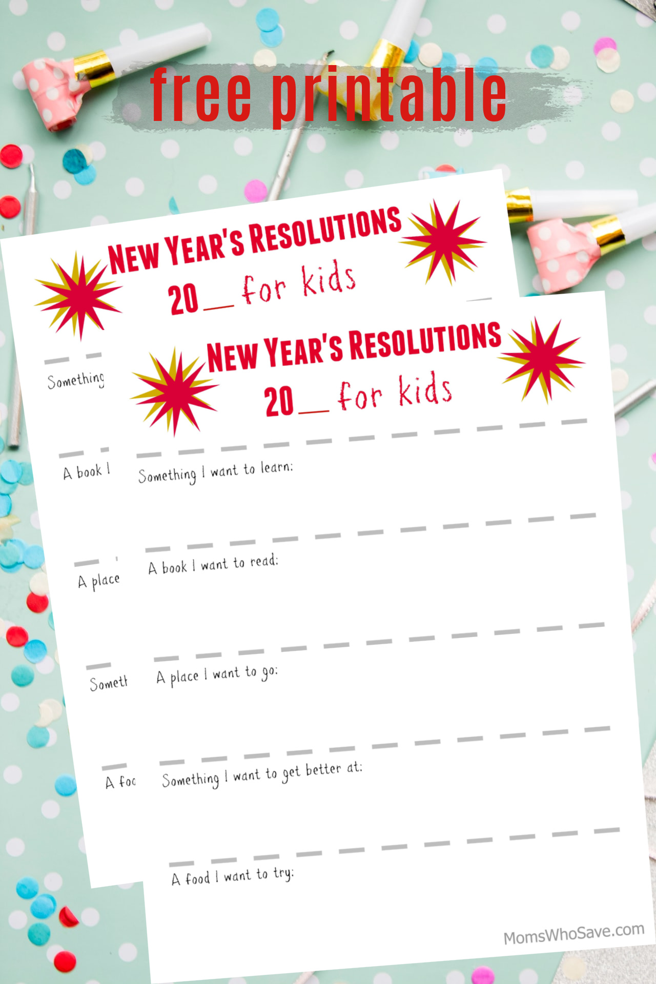 Kids New Year's Resolution Printable