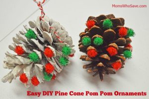 pine cone pom pom ornaments craft