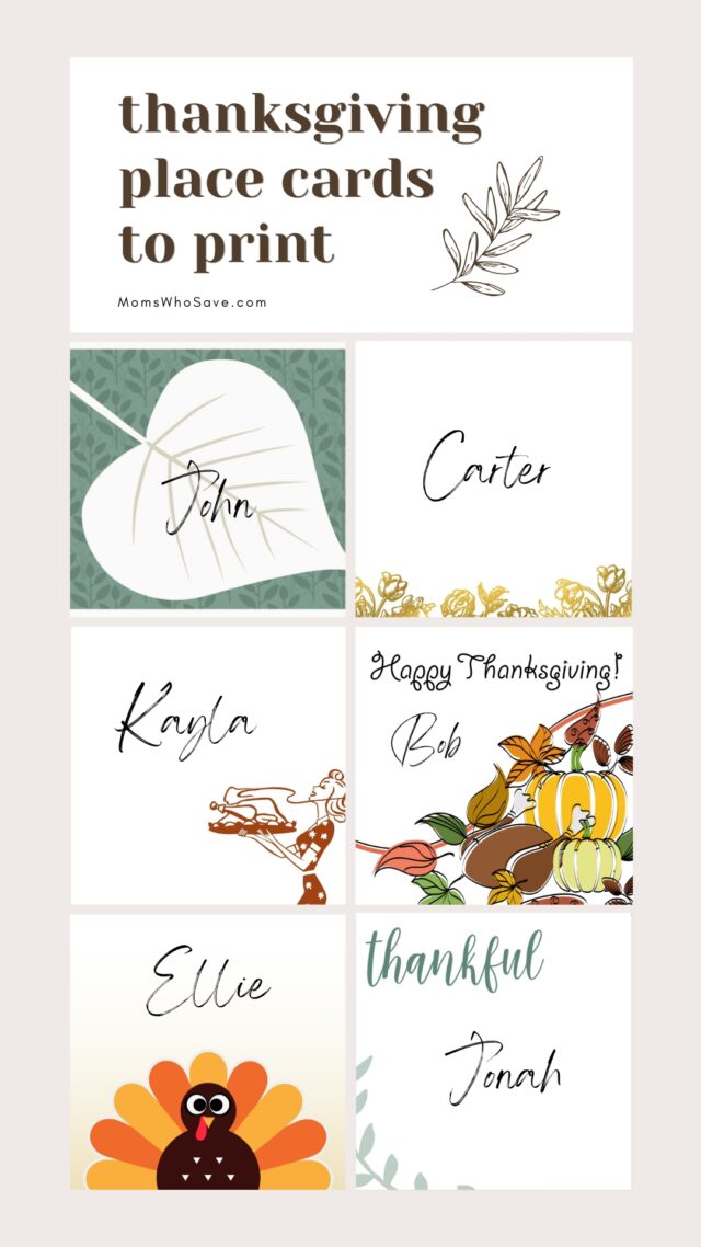 FREE Printable Thanksgiving Place Cards | MomsWhoSave.com