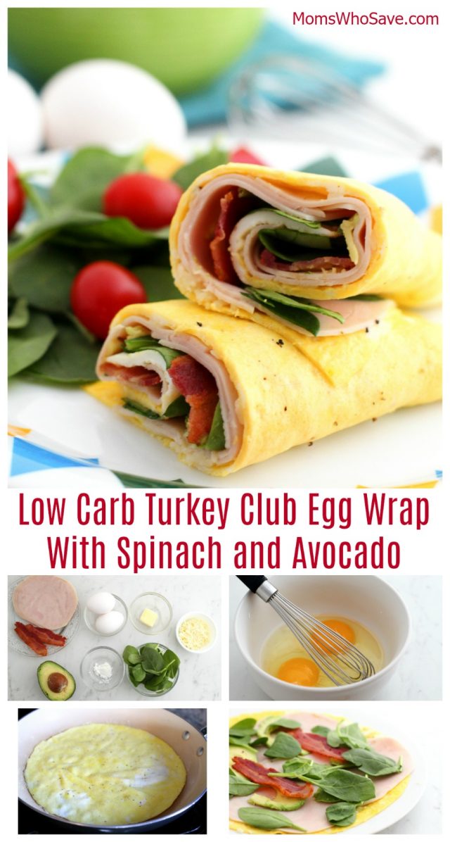 Low Carb Turkey Club Egg Wrap With Spinach and Avocado