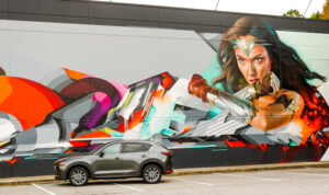 Wonder Woman mural in Greensboro