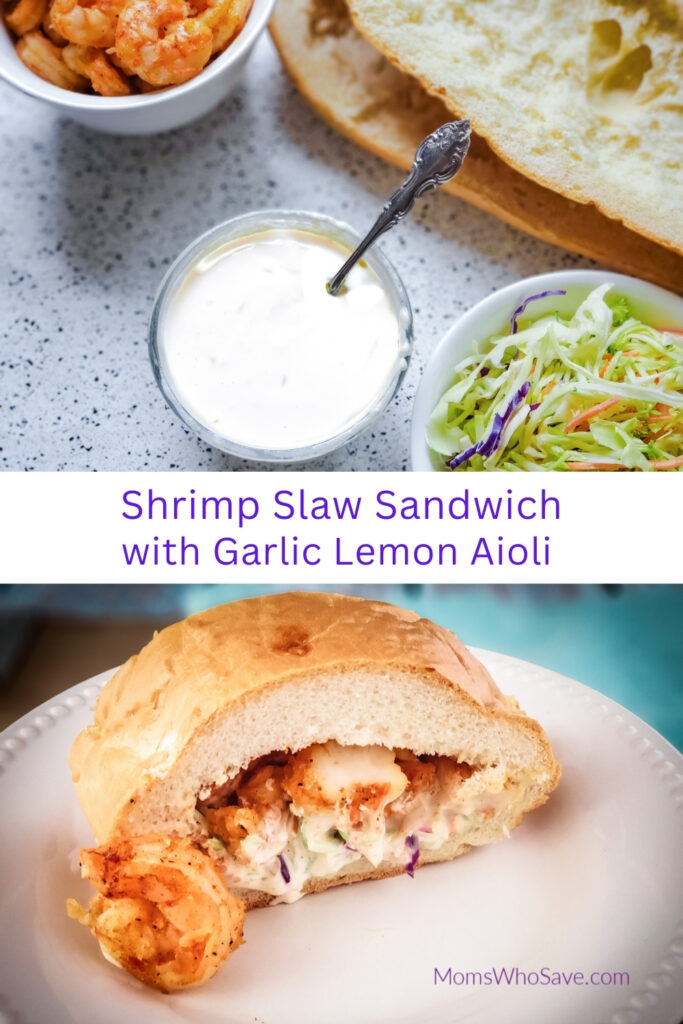 Shrimp Slaw Sandwich with Garlic Lemon Aioli 