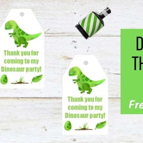32 Fun DIY Ideas for a Dinosaur-Themed Birthday Party 24 Image for Dinosaur Thank You Tags (Free Printable)