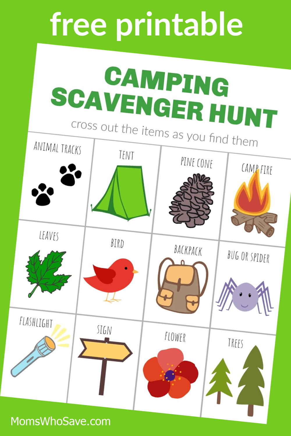Camping Scavenger Hunt Free Printable