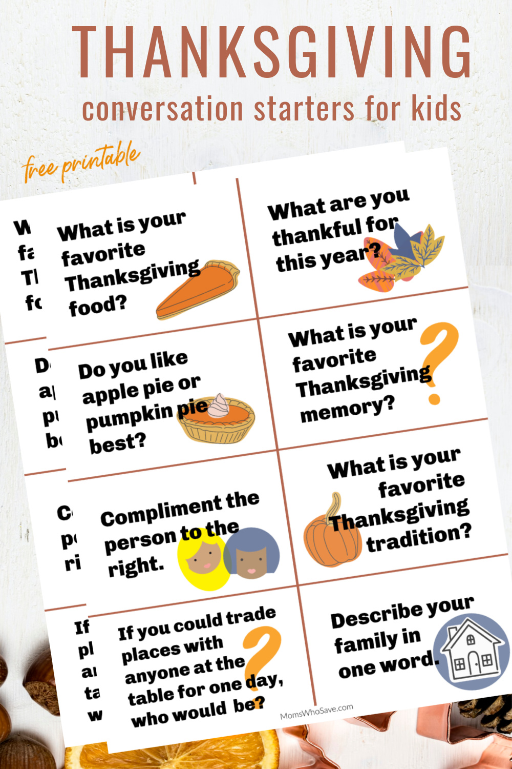Thanksgiving Conversation Starters For Kids Free Printable Momswhosave Com