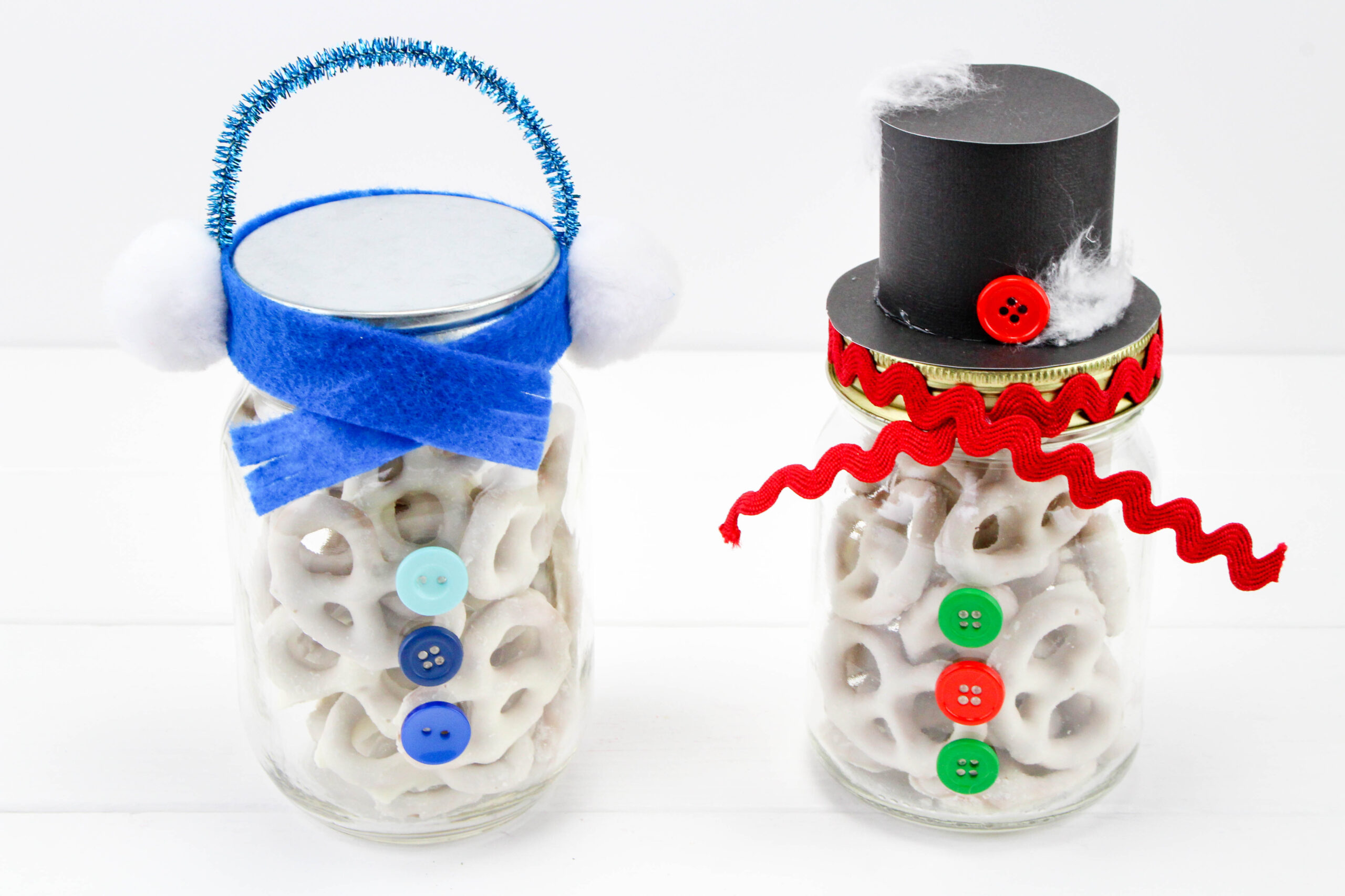 Snowman Pretzel Jars