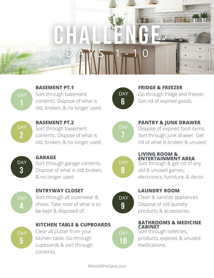 30-day declutter challenge and decluttering checklist