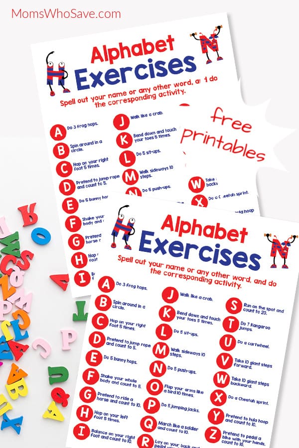 exercise for each letter of the alphabet