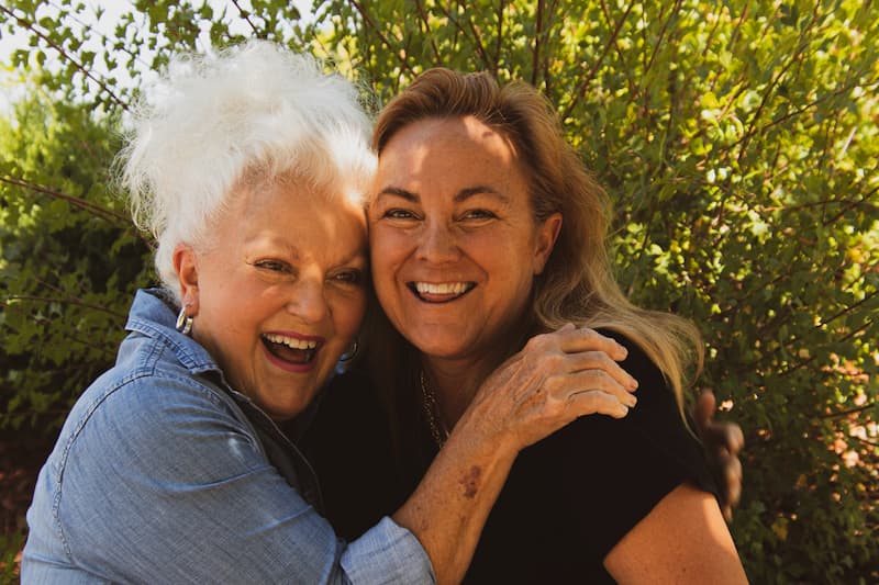 senior mother with daughter senior mother with daughter