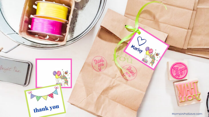 Free Printable Thank You Tags for Birthdays (5 designs, perfect for party favor bags)