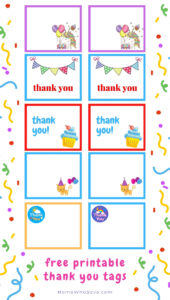 Free Printable Thank You Tags For Birthdays (5 Designs, Perfect For ...