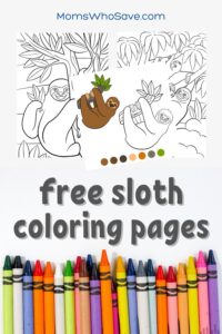 free sloth coloring pages pin