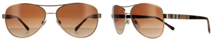 Burberry aviator women’s gold-brown/brown gradient sunglasses