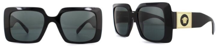 Versace square women’s black/dark gray sunglasses