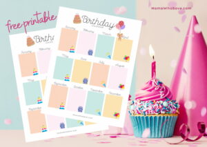Perpetual Birthday Calendar Page Printable