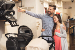 stroller shopping couple