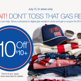 JCPenney: Turn Your Gas Receipt Into $10 Off a $10 Purchase